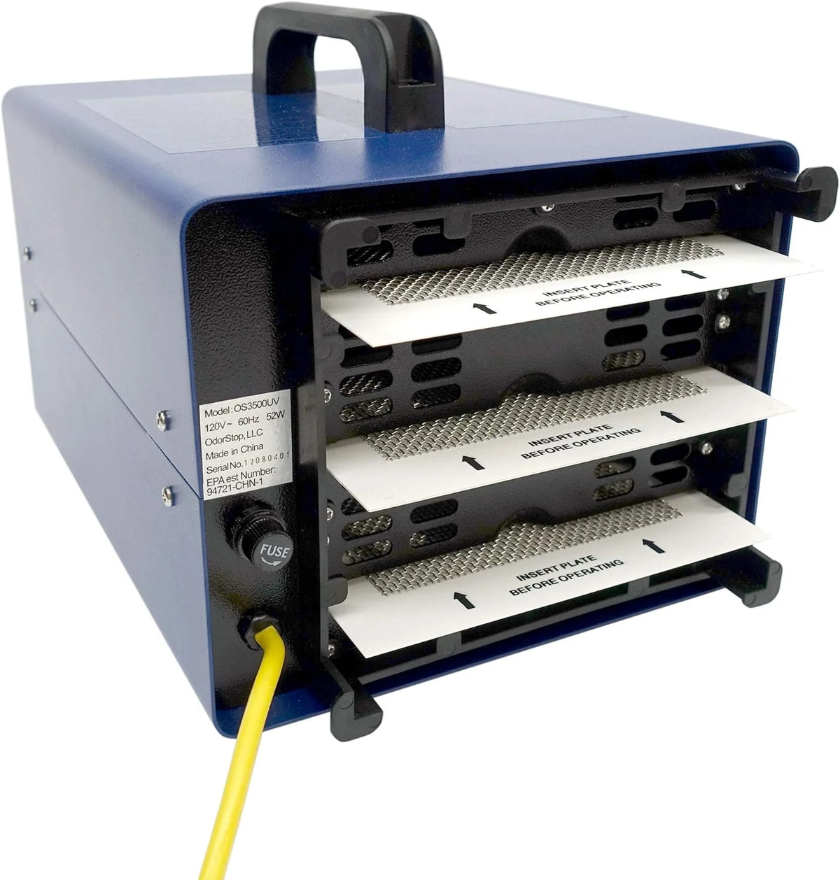 Professional-grade ozone generator ionizer. suitable for areas of up to 2500 square feet. It is used for deodorizing and purifying medium-sized areas (such as hotel rooms. offices. and basements).