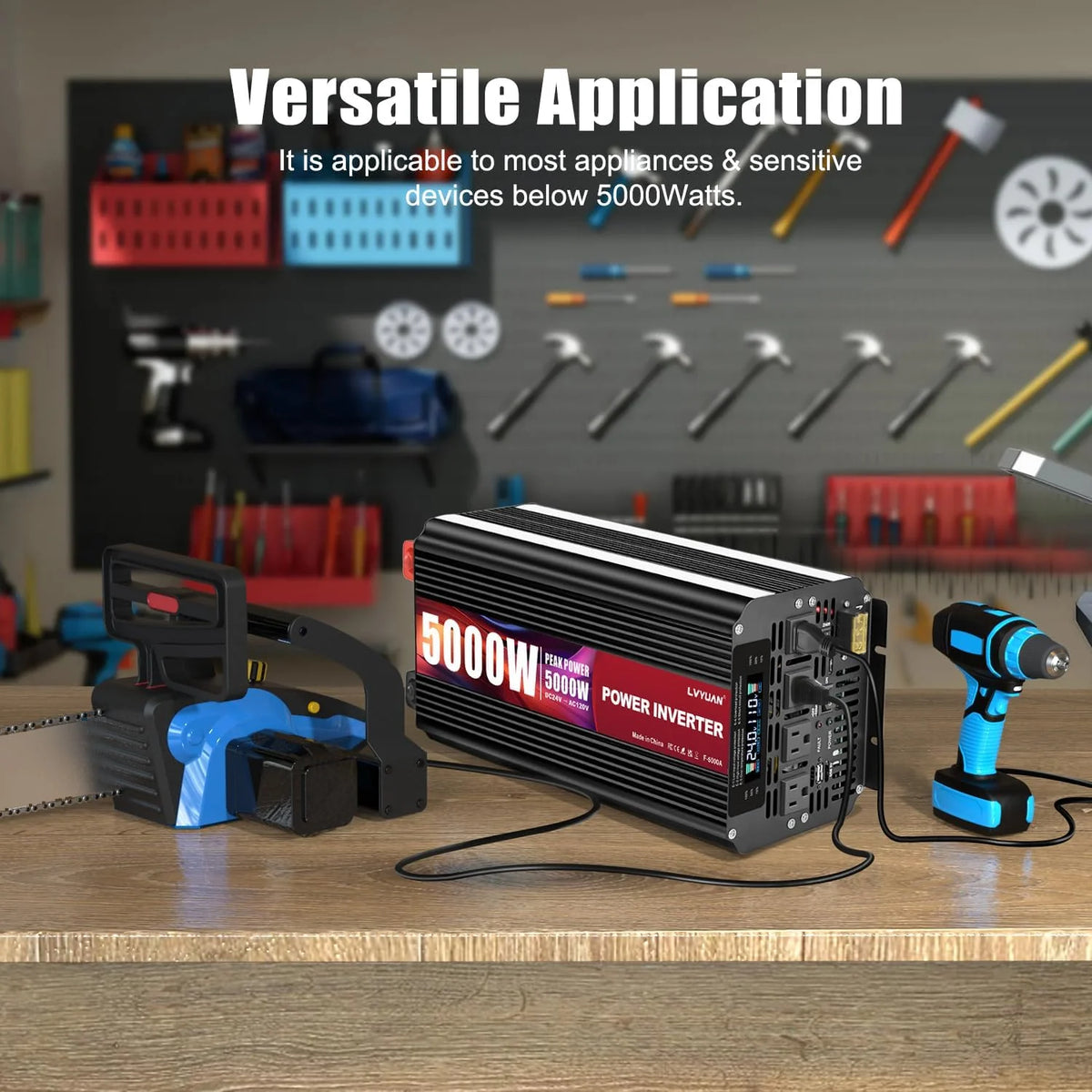 5000 Watt Power Inverter 12V to 110V 120V for Vehicle. Solar Inverter System. Heavy Duty. RV. Truck. Off Grid.Camping with 4 AC Outlets. LCD Display. Wireless Remote Control. Car Power Inverter