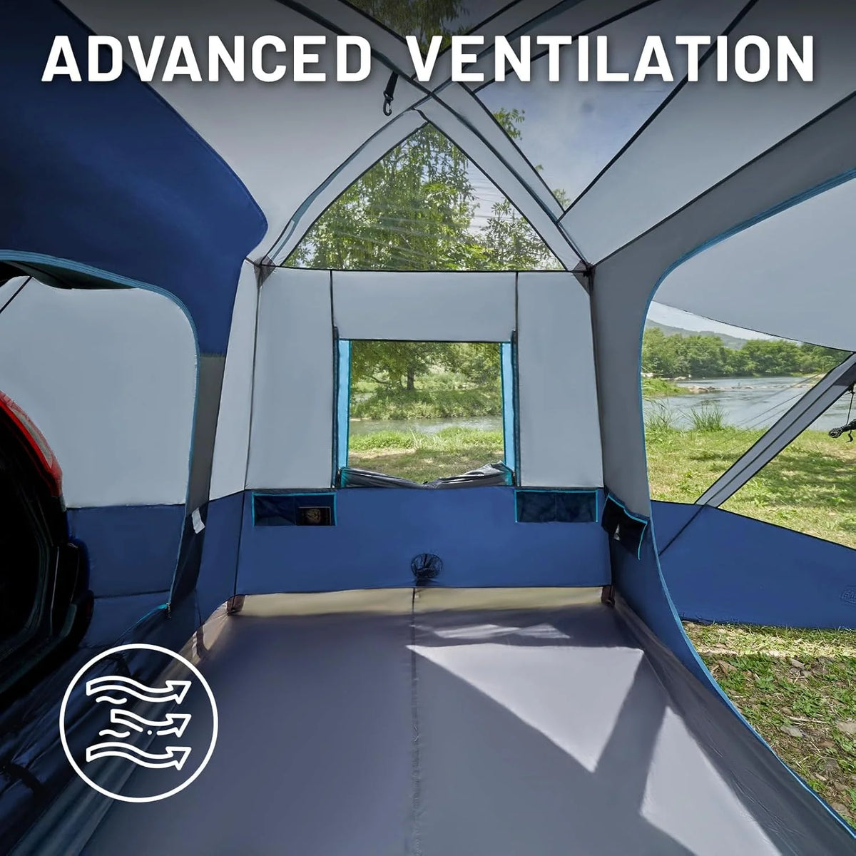 5-9 Person SUV Tent with Screen Porch and Awning for Family Camping. Weather Resistant and Portable Van or Car Tent. Includes Rainfly and Storage Bag. 13' W X 10' L X 7.1' H