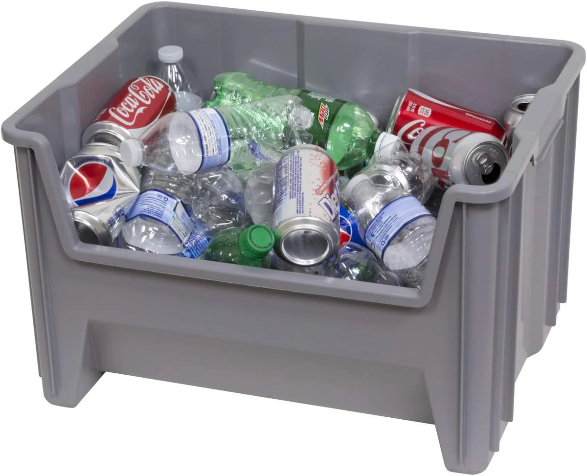 Akro-Mils 13017 Stack-N-Store Heavy Duty Stackable Open Front Plastic Storage Container Bin. (15-Inch x 20-Inch x 12-1/2-Inch). Gray. (3-Pack)