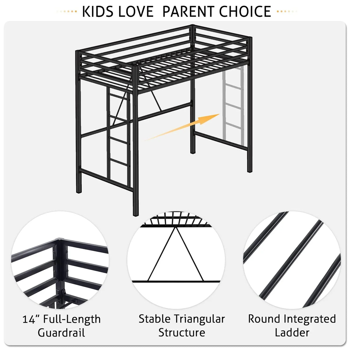 Junior Loft Bed Twin Size. Heavy Duty Twin Bed Frame