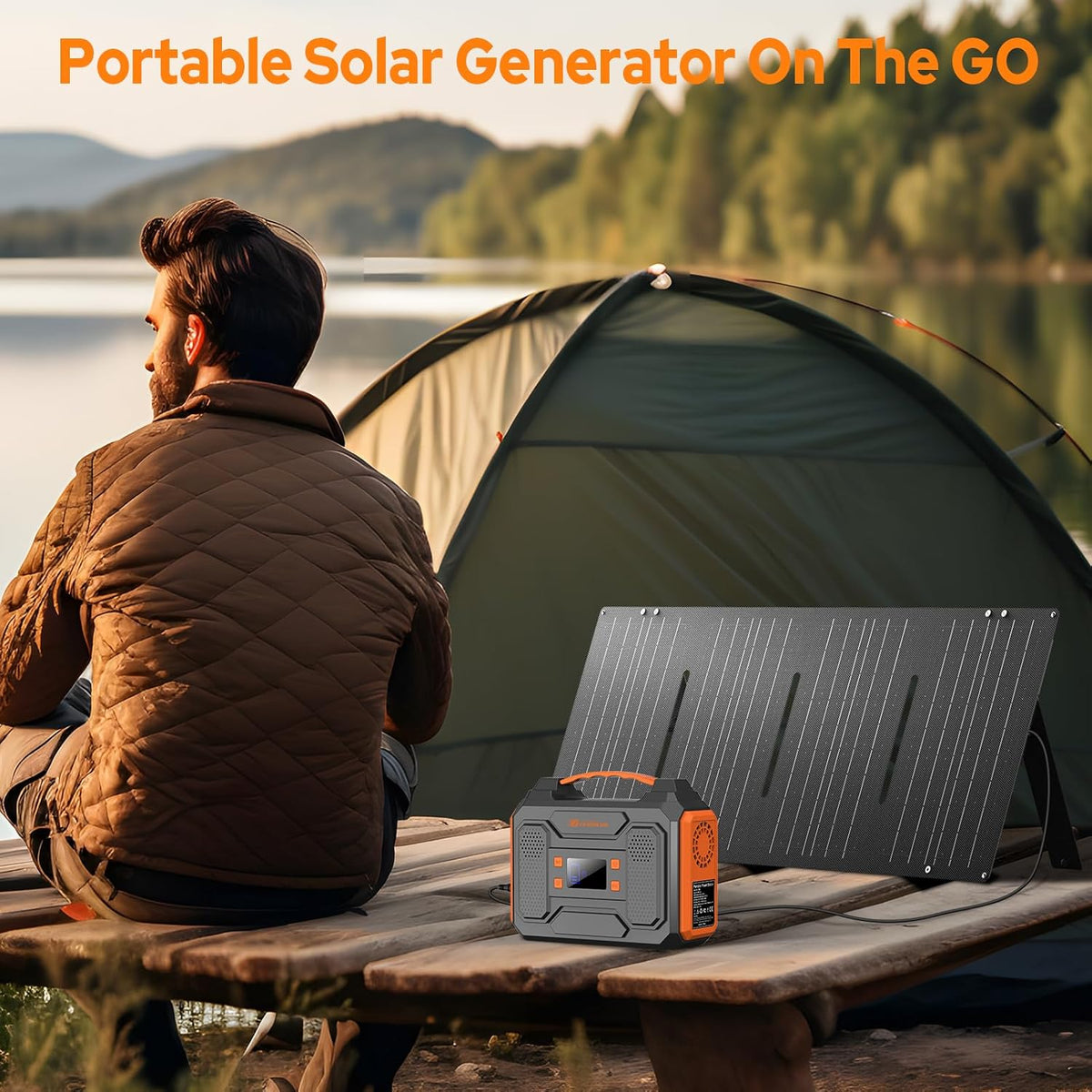 Solar Generator with Panel. 300W Portable Power Station with Solar Panel 40W. 110V Pure Sine Wave AC Outlet Electric Generator for Home Use Outdoor RV Camping