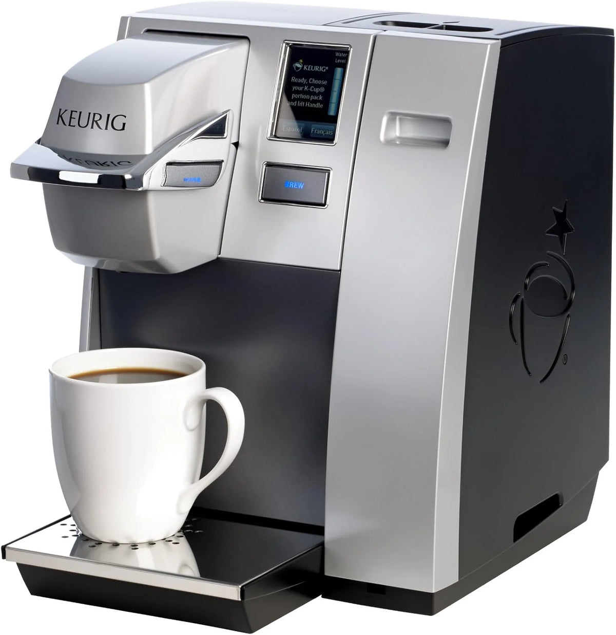 Commercial office single-cup K-Cup coffee machine. silver version