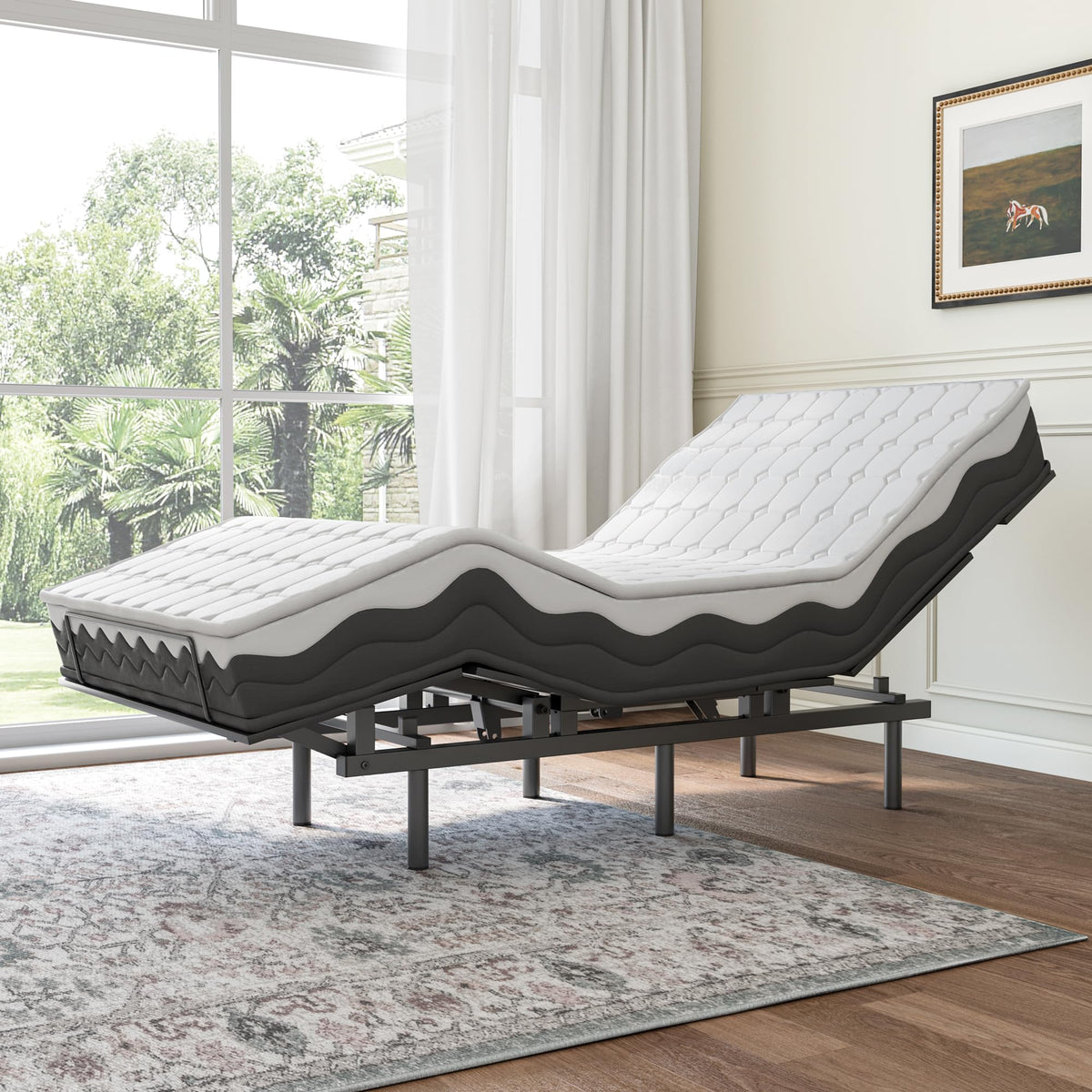 Adjustable Bed Frame -Wireless Remote -Memory Function -Adjustable Bed Base -Head and Foot Lift Incline -Zero Gravity -Quiet Motorfor Lying Down.