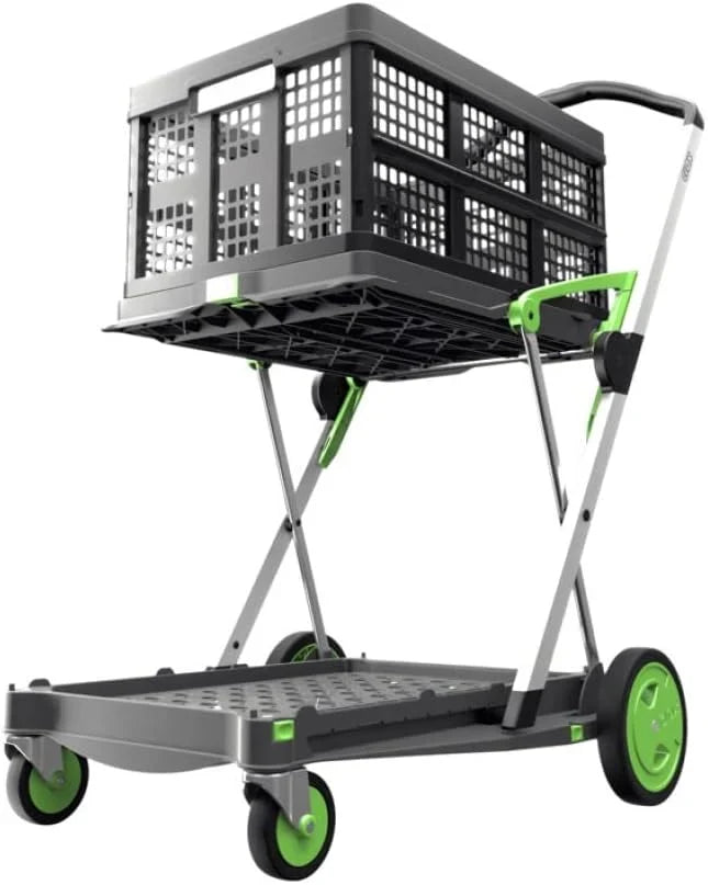 Vielseitig einsetzbare. funktionale. zusammenklappbare Karren | Mobiler Klappwagen | Einkaufswagen mit Aufbewahrungskiste (schwarz)