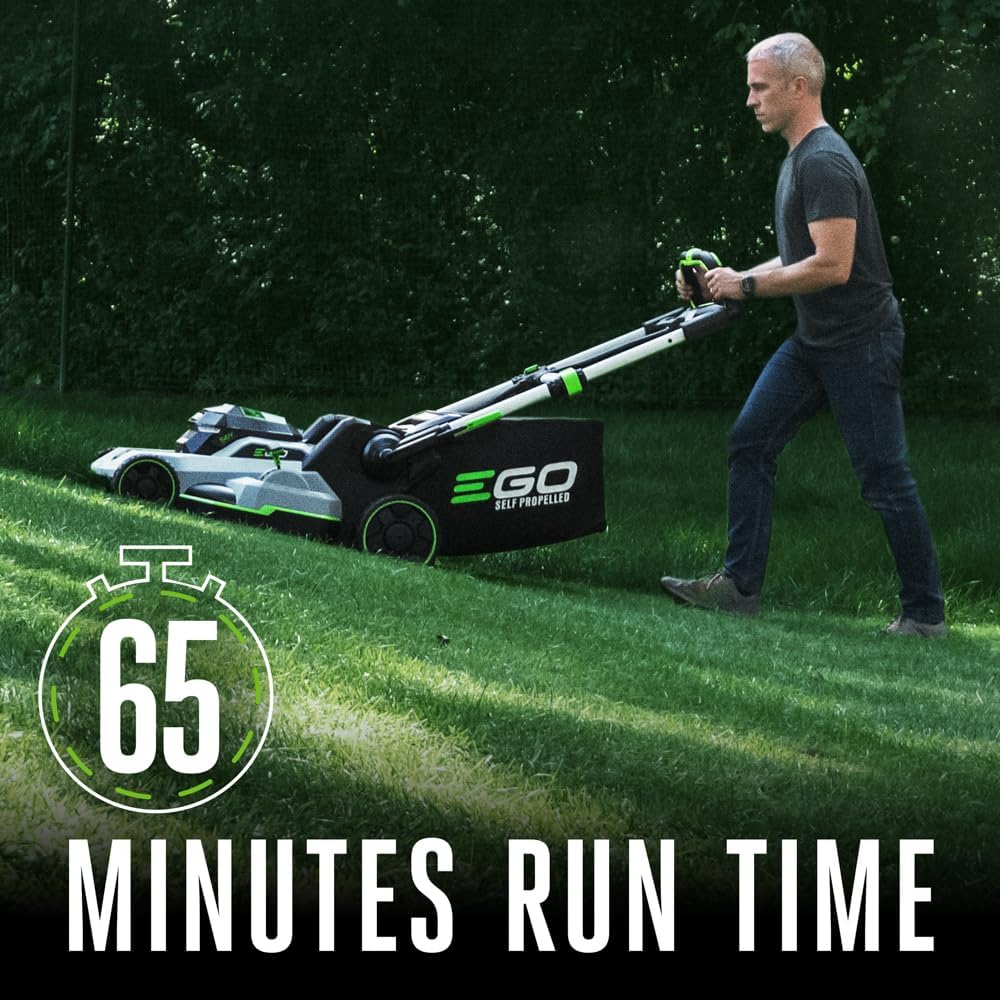 21-Inch 56V Self-Propelled Cordless Lawn Mower with 2 x 4.0Ah Batteries and Rapid Charger. Black
