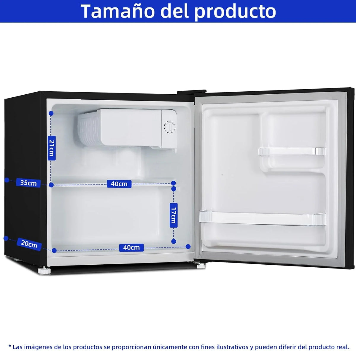 CHIQ Frigorífico Minibar capacidad 46L. Compresor incorporada. Botellero y Compartimiento Congelador. Control de Temperatura regulable. Bajo Nivel de