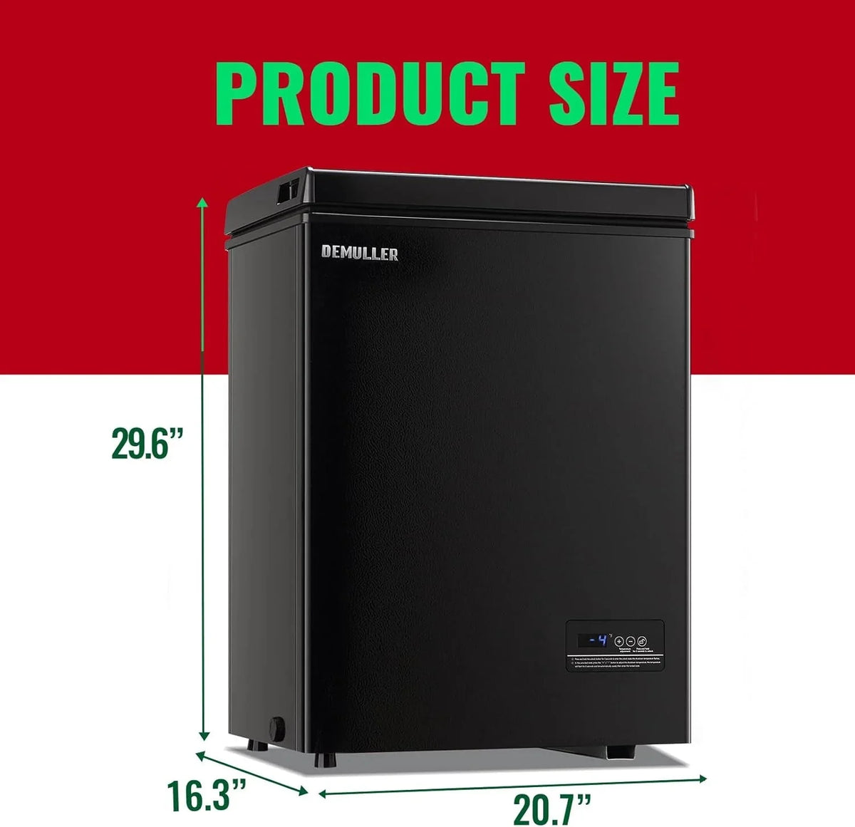 5.0 Cu. Ft. Chest Freezer with 2 Removable Stainless Steel Baskets. Electronic Control. 41°F to -15°F. Black
