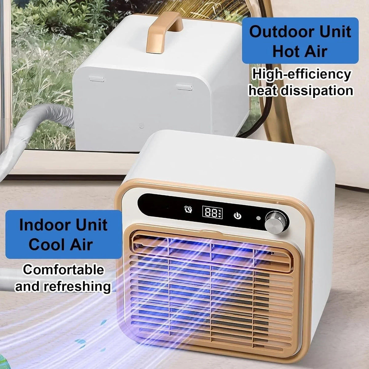 Tragbare Mini-Klimaanlage. Split-Kühlsystem. 5000 BTU. leise Kühlung. keine Fensterabdichtung erforderlich. Touch-Bedienung & Fernbedienung. Timer-
