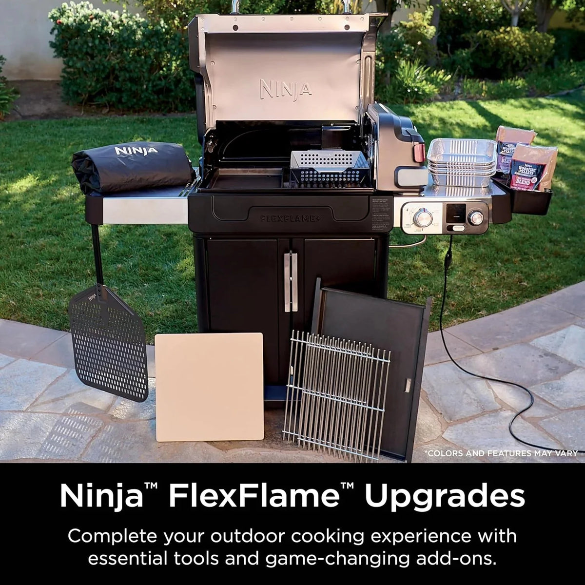 5-in-1 Electric and Propane Grill. 3-Burner Outdoor BBQ Grill and Smoker with Digital Controls. Griddle and Pizza Maker. Stainless Steel