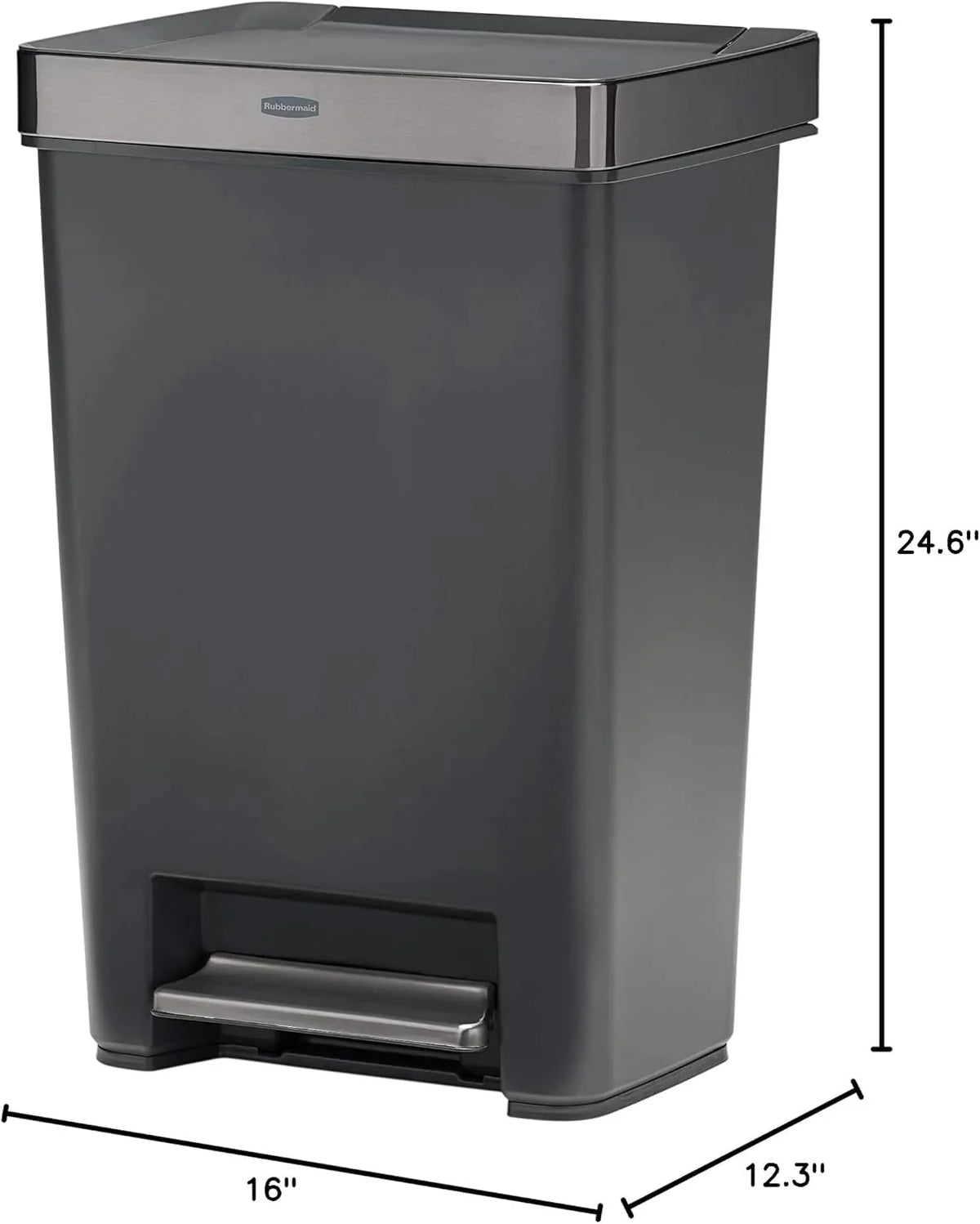 13 Gallon Step-On Trash Can for Home and Kitchen. Hands-Free Garbage Bin