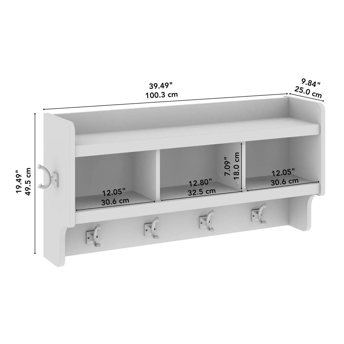 40 Inch Wall Mounted Coat Rack with Shelf. Wooden Entryway Storage and Hanging Organizer