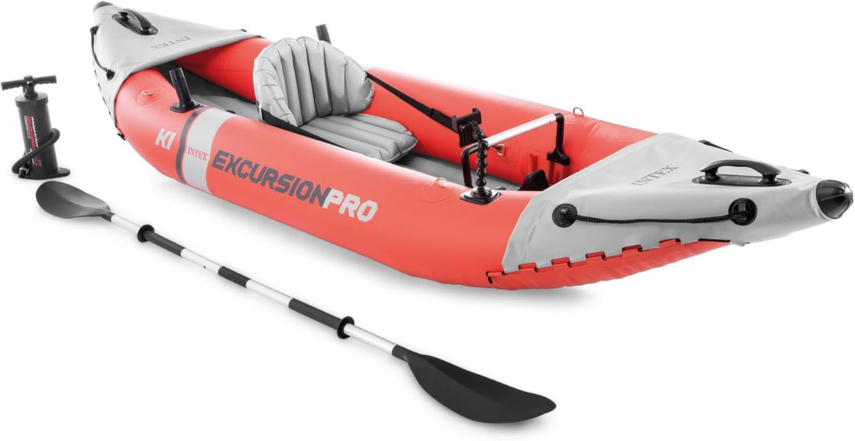 Excursion Pro Inflatable Kayak Set and Accessory Kit. Air Pump. and Carry Bag for Lakes and Rivers