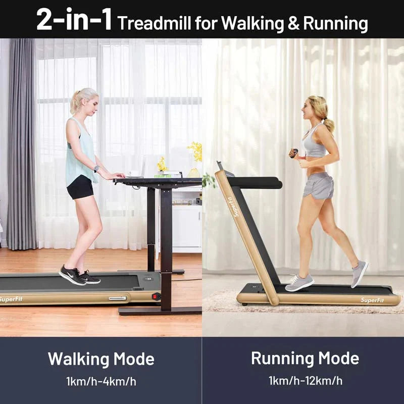 2-in-1 Folding Electric Treadmill. 2.25 HP. Under-Desk. with Dual Display and Smart App Control