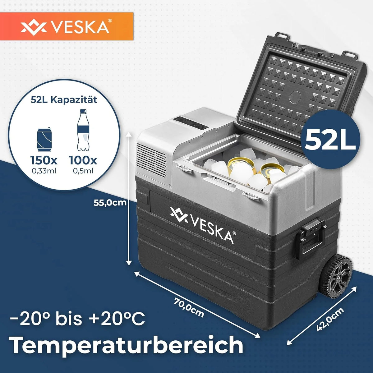Kompressor Kühlbox elektrisch. Gefriertruhe mit APP-Steuerung. USB-Anschluss. 12/24V. 230V. Räder. transportabler Kühlschrank. Kühltruhe. Gefrierbox