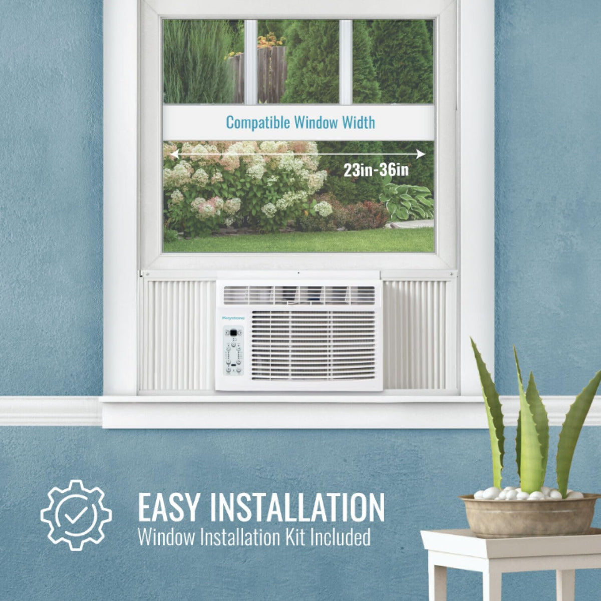 A 5000 calorie heating/cooling window air conditioner and dehumidifier. suitable for apartments. living rooms. bathrooms and small rooms with an area of no more than 150 square feet. The quiet window air conditioner is equipped with a remote control.