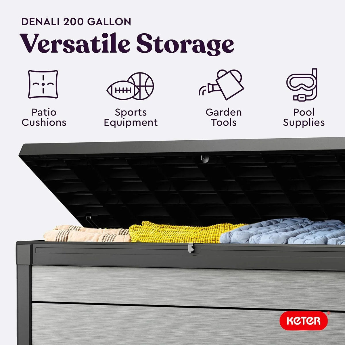 200 Gallon Resin Deck Box. Extra Large Outdoor Storage Container for Patio. Garden. Yard and Pool Area
