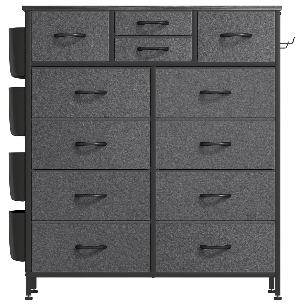 12 Drawer Fabric Dresser. Tall Bedroom Chest of Drawers with Storage