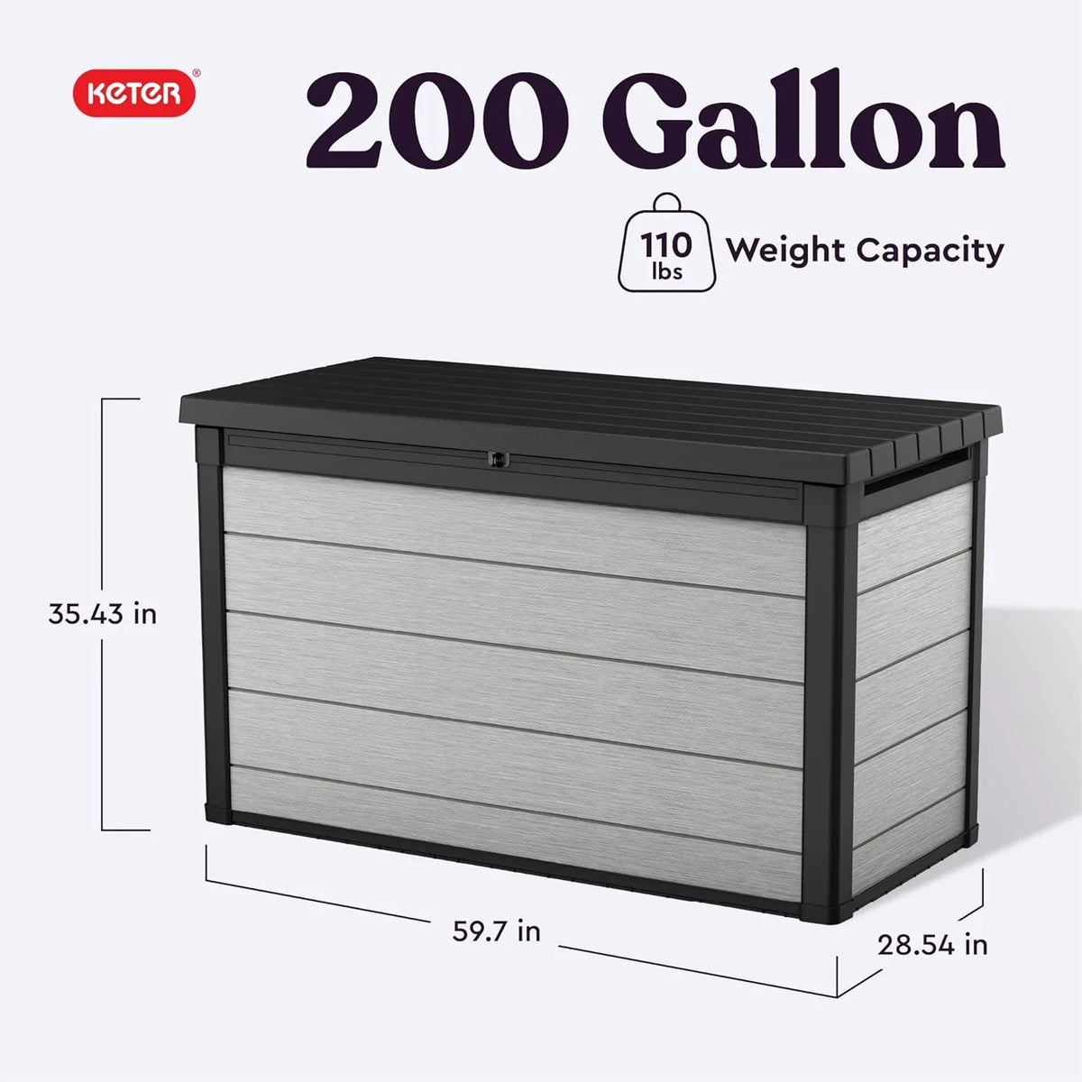 200 Gallon Resin Deck Box. Extra Large Outdoor Storage Container for Patio. Garden. Yard and Pool Area