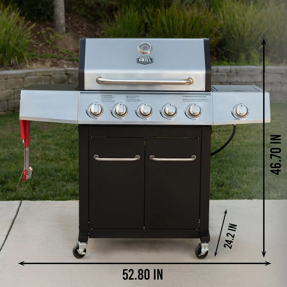 Burner Propane Gas Grill with Side Burner