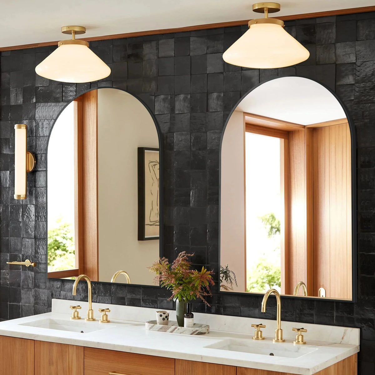 2 Pack 36x24 Inch Arched Bathroom Vanity Mirrors. Wall Mounted Decorative Mirrors for Bathroom and Bedroom