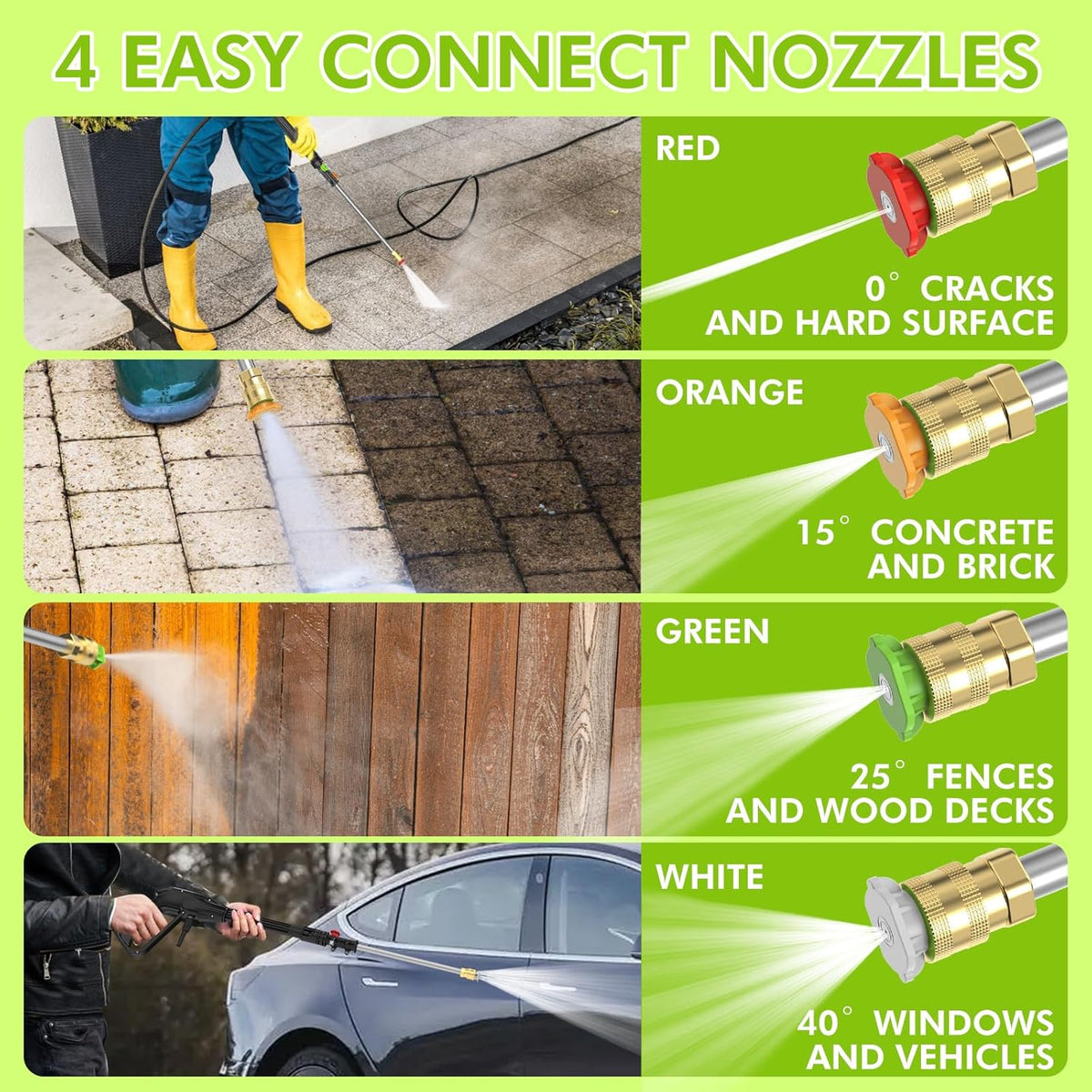 Electric high-pressure cleaning machine. foam sprayer. 4 quick-connect high-pressure nozzles. 2400 pounds/square inch 2.4 gallons/minute powerful cleaning machine. high-pressure cleaning equipment for