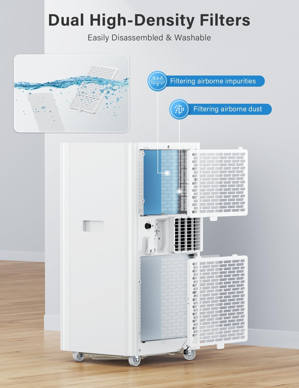 12000 BTU Portable Air Conditioners. AC Unit for Bedroom with 4 Modes Cooling/Dehumidifier/Fan & Sleep. Up to 400 Sq.Ft. 45db Quiet. 24H Timer & Remote. Standing Air Conditioner for Rooms Office Home