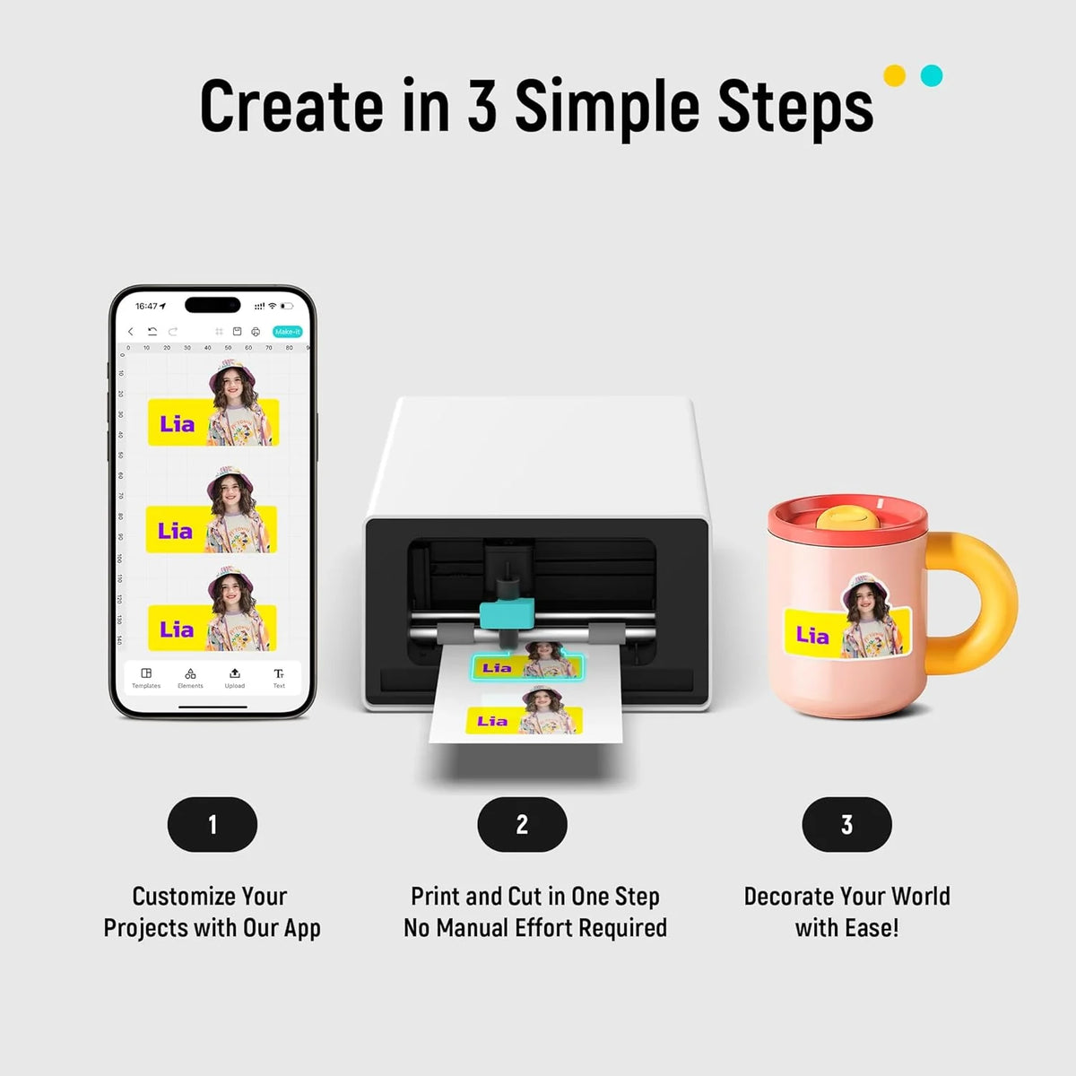 Color sticker printer and cutter - A multi-functional sticker manufacturing equipment that combines DIY creativity. custom label and gift production. Thermal transfer digital printing device. 300 DPI resolution. precise artificial intelligence automa