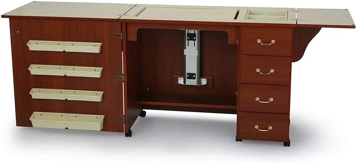 Sewing Cabinet for Sturdy Sewing. Cutting. Quilting. and Crafting with Storage and Airlift. Black Finish