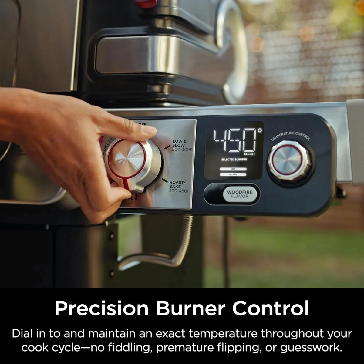 5-in-1 Electric and Propane Grill. 3-Burner Outdoor BBQ Grill and Smoker with Digital Controls. Griddle and Pizza Maker. Stainless Steel