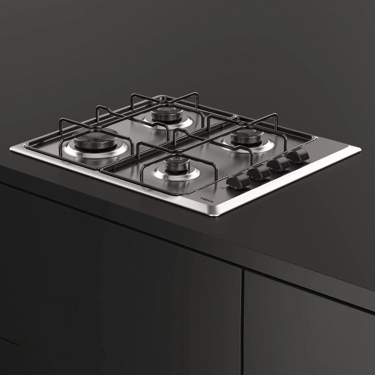 TEKA Placa de Gas Butano. 60 cm. 4 Fuegos. Mandos Ergonómicos. Seguridad Termopar. Parrillas Esmaltadas. HLX 640 KL