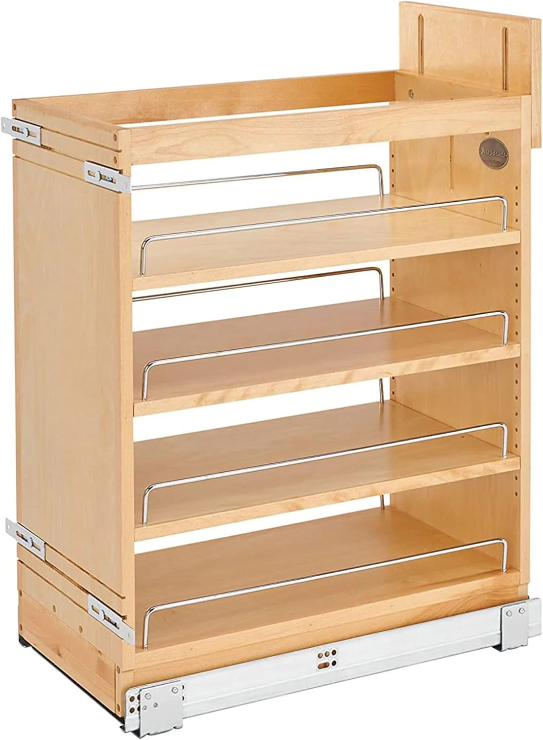 Retractable storage rack. suitable for kitchen/bathroom cabinets. equipped with soft-closing fully telescopic rails and adjustable shelves
