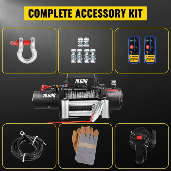 18.000 LBS Electric Winch. 12V Steel Cable Winch. Off-Road Towing Winch for ATV. UTV. Truck and Trailer
