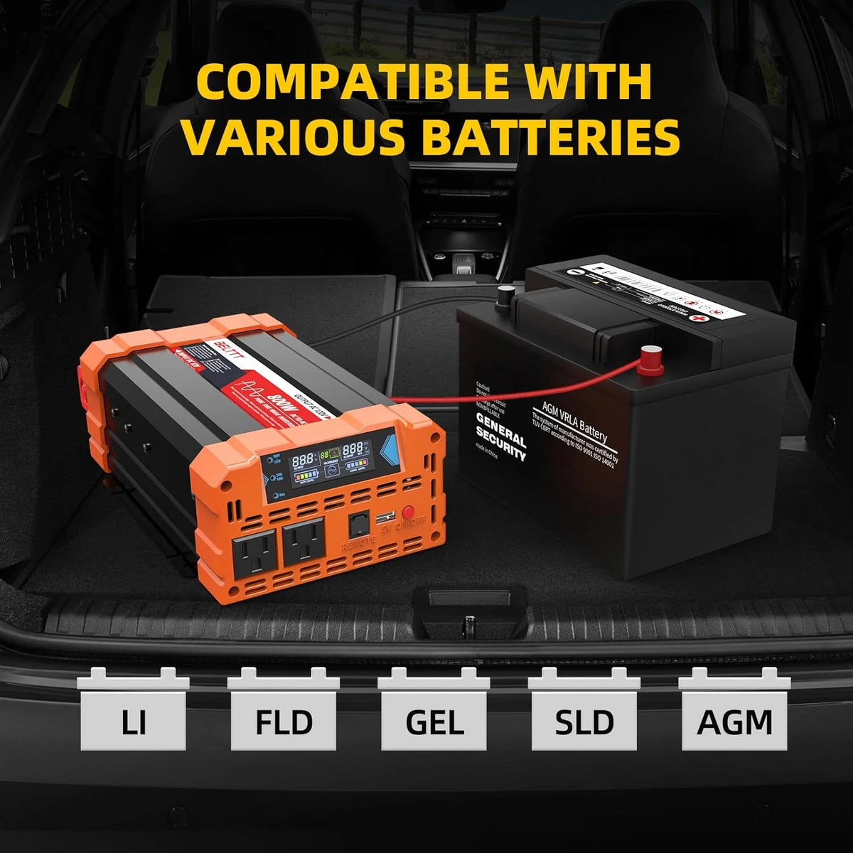 2000W Pure Sine Wave Inverter. Car Power Inverter 12V to 120V AC Converter for RV. Truck. Solar. Outdoor with Dual AC and 20A Socket. 5V 2.1A USB. Surge 4000W. Hardwire Port. Remote Controller
