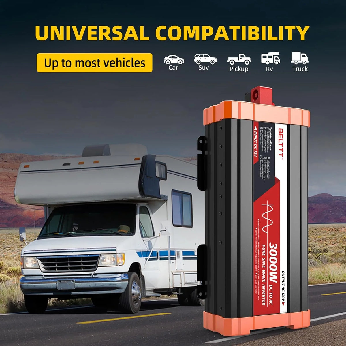 2000W Pure Sine Wave Inverter. Car Power Inverter 12V to 120V AC Converter for RV. Truck. Solar. Outdoor with Dual AC and 20A Socket. 5V 2.1A USB. Surge 4000W. Hardwire Port. Remote Controller