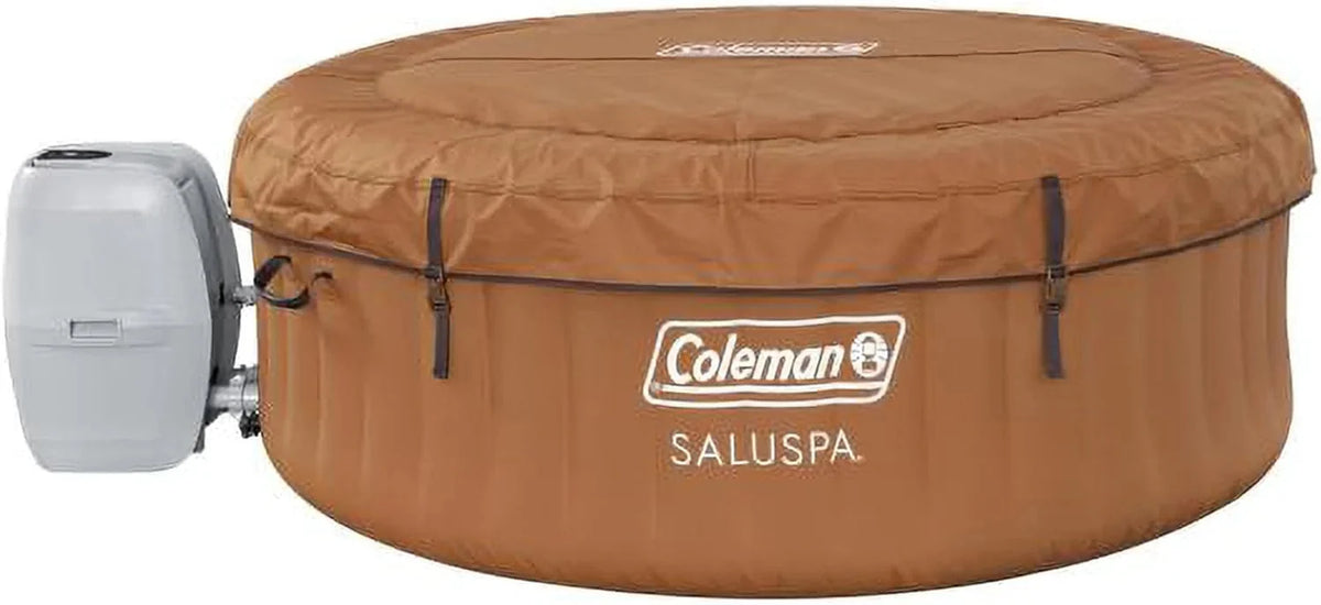 2-4 Person Inflatable Hot Tub. Portable Round Outdoor Spa with 120 Soothing Air Jets and Insulated Cover. Black