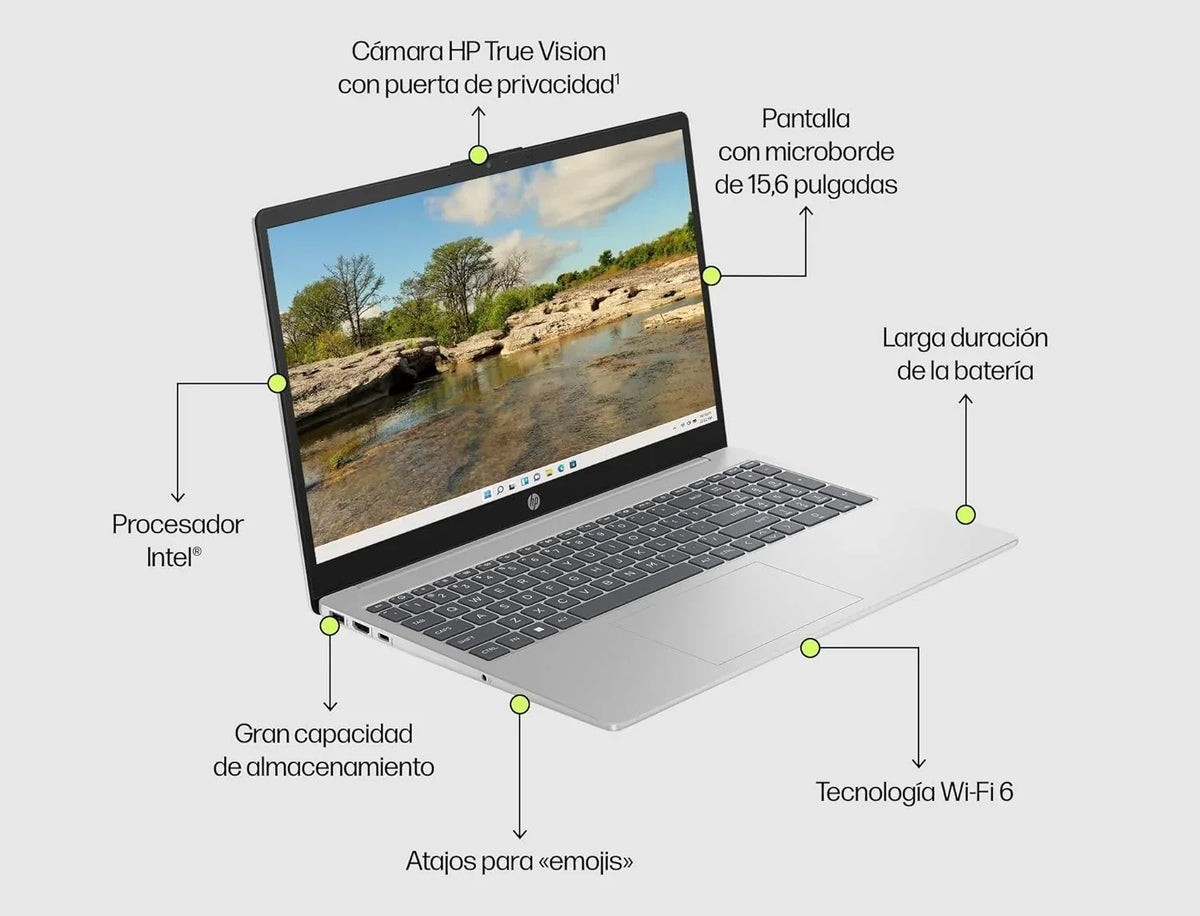HP 15-fd0163ns- Ordenador portátil de 15.6 Full HD (Intel Core i5-1334U. 16GB RAM. 512GB SSD. Intel Iris Xe Graphics. Windows 11) Silver - Teclado