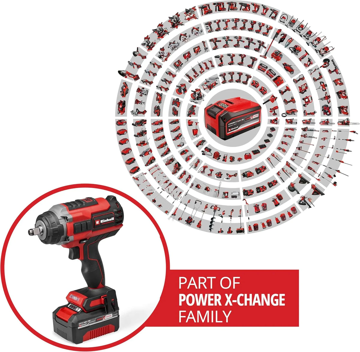 Einhell Professional Akku-Schlagschrauber IMPAXXO 18/450 (1x4.0Ah) Power X-Change (18 V. 450 Nm. Brushless. Außenvierkant-Aufnahme. inkl. 4 Ah Akku.