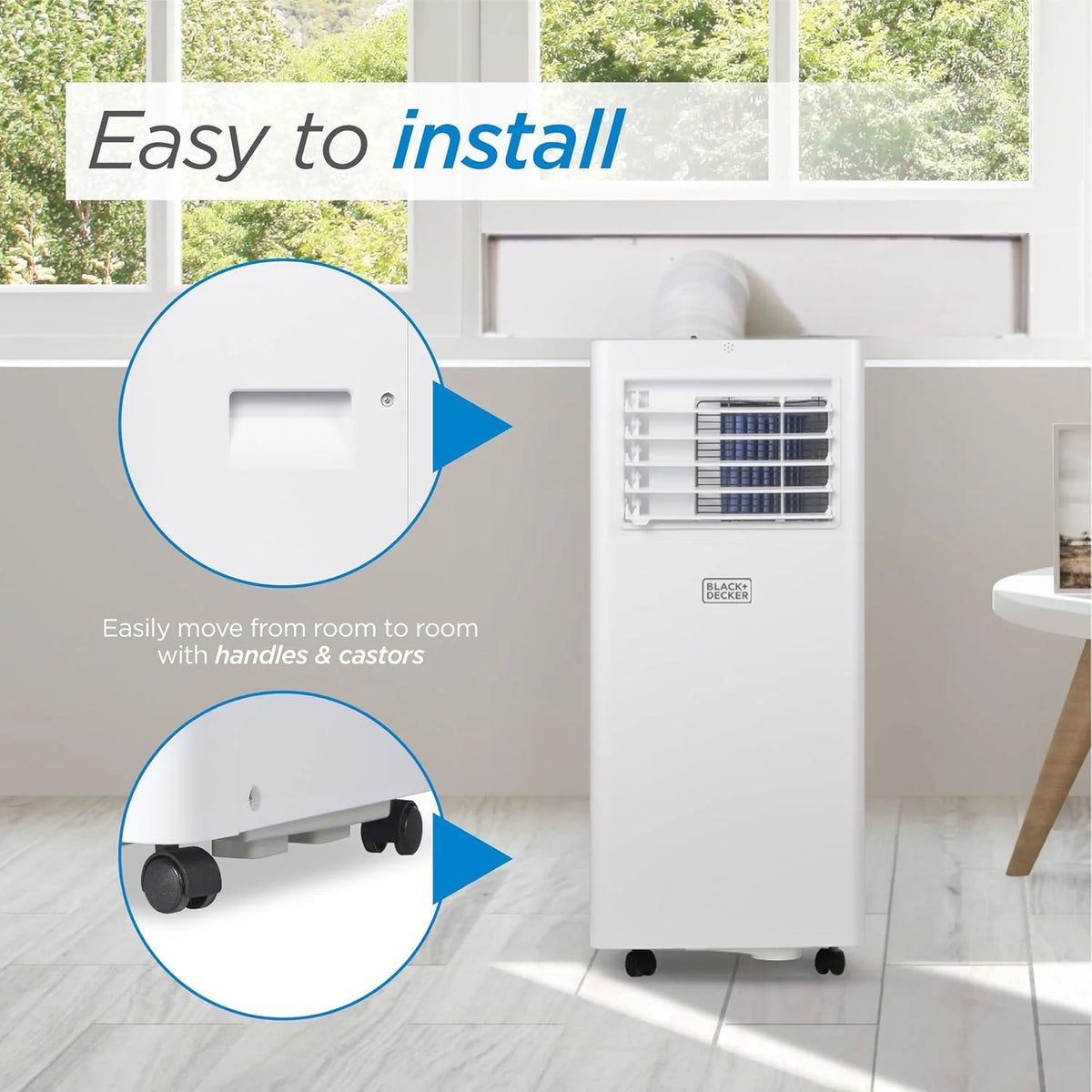 Portable Air Conditioner. 12.000 BTU (8.000 BTU SACC) for Rooms up to 550 Sq. Ft.. Portable AC with Follow Me Remote Control and Window Kit. BPACT12WT. White