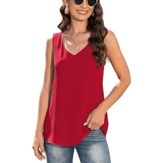 Women's Summer Sleeveless Chiffon Casual Tops