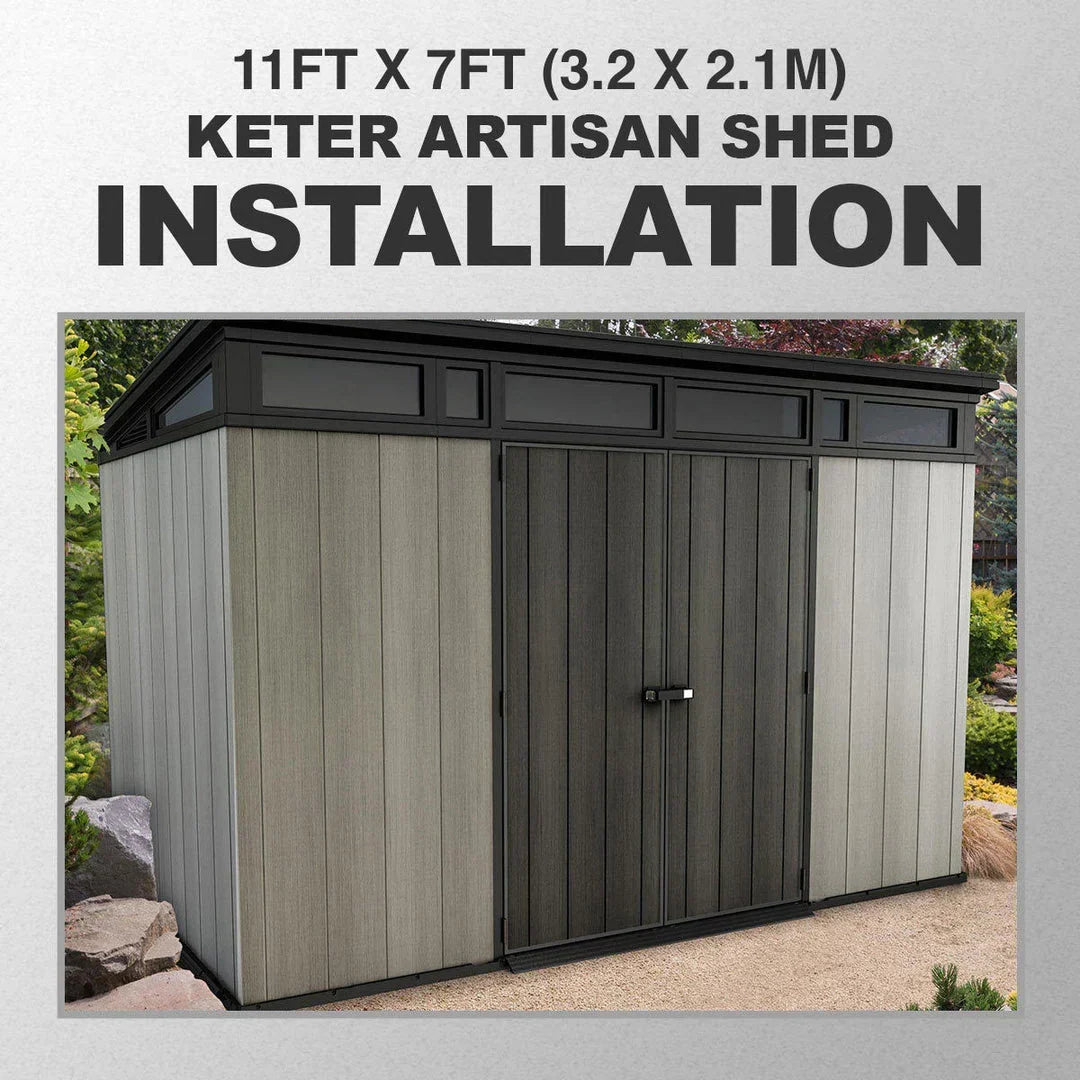 2026 Keter Artisan Cobertizo de Jardín 11 x 7 pies (3.4 x 2.1 m) – Solución Elegante y Robusta para Almacenamiento Exterior