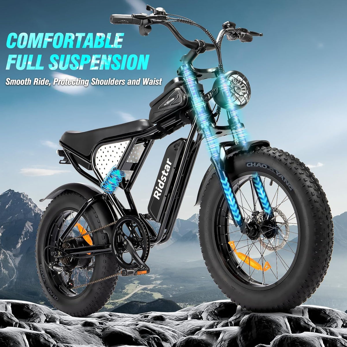 2000W 52V All-Terrain Fat Tire Electric Bike for Adults. 30-180 Mile Range