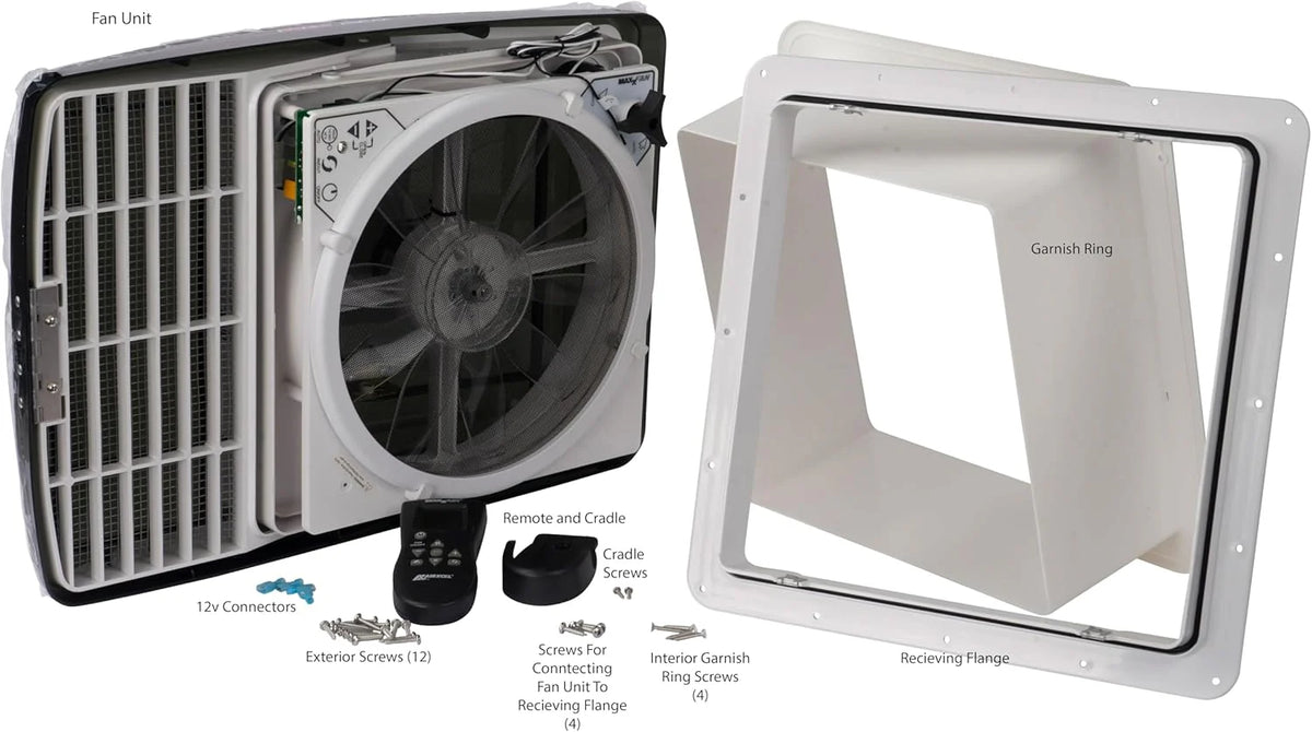 Deluxe Vent. Fan and Vent Cover All in One - Powerful 10-Speed Reversible Fan with Thermostat. Built-in Rain Cover. Remote Control. Intake & Exhaust Fan. Smoke (00-07500K)