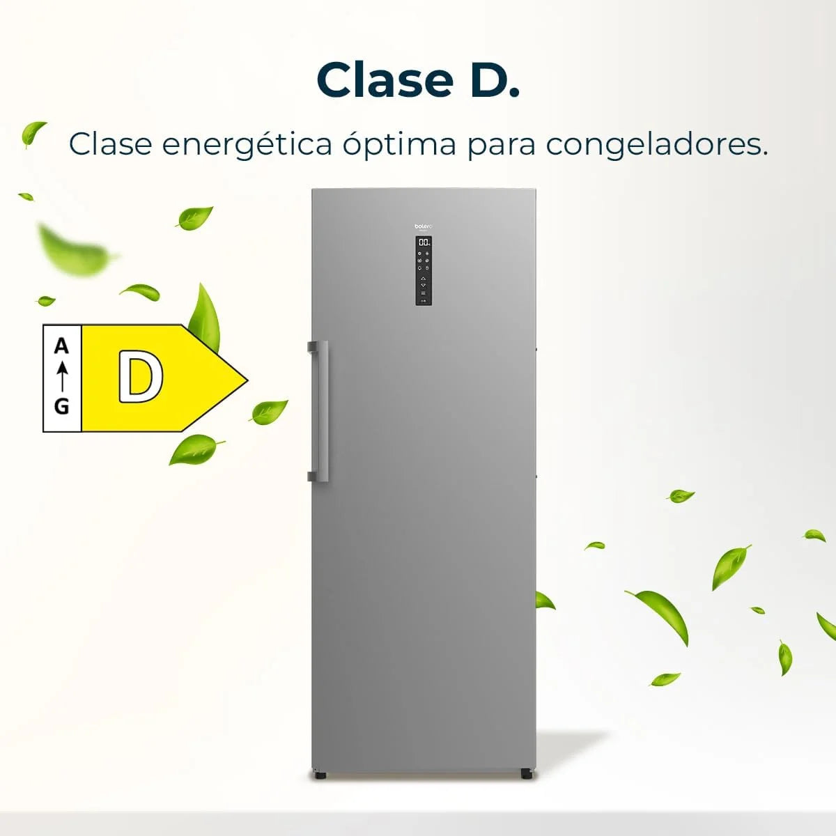 Cecotec Congelador Vertical de 380L Bolero CoolMarket UF 380 inox D. 1950W. Motor Inverter Plus. Bajo Consumo. Total No Frost. Display door.