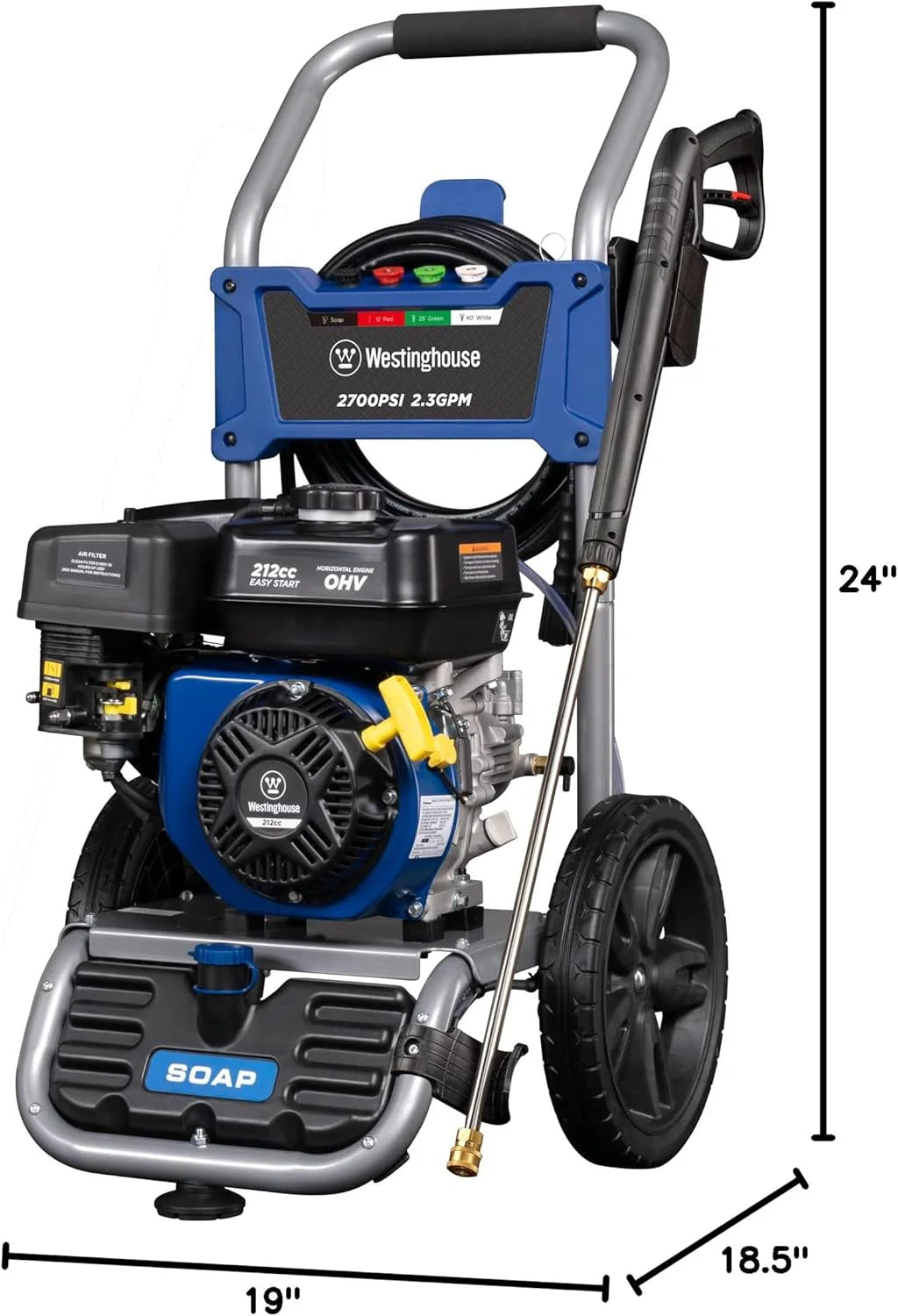 WPX3400 Gas Pressure Washer. 3400 PSI and 2.6 Max GPM. Onboard Soap Tank. Spray Gun and Wand. 5 Nozzle Set. for Cars/Fences/Driveways/Homes/Patios/Furniture