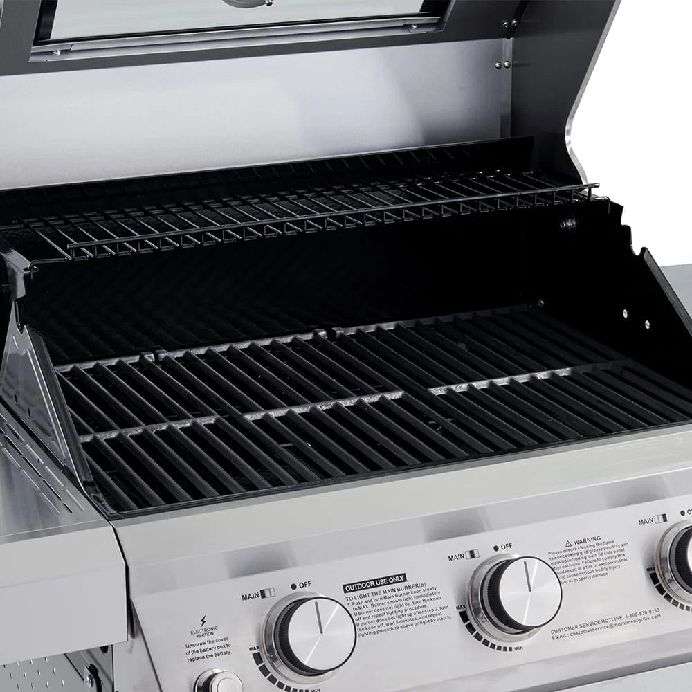 Larger 4-Burner Propane Gas Grills bbq Stainless Steel Heavy-Duty Cabinet Style with Knob Controls Side Burner Mesa 400m