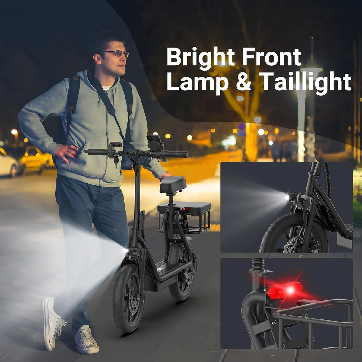 Electric Scooter Adults.Max 19/27/49 Miles Ranges.Top Speed 19/22 mph.350/750W Peak Motor. Folding E-Scooter with Dual Braking Dual Suspension