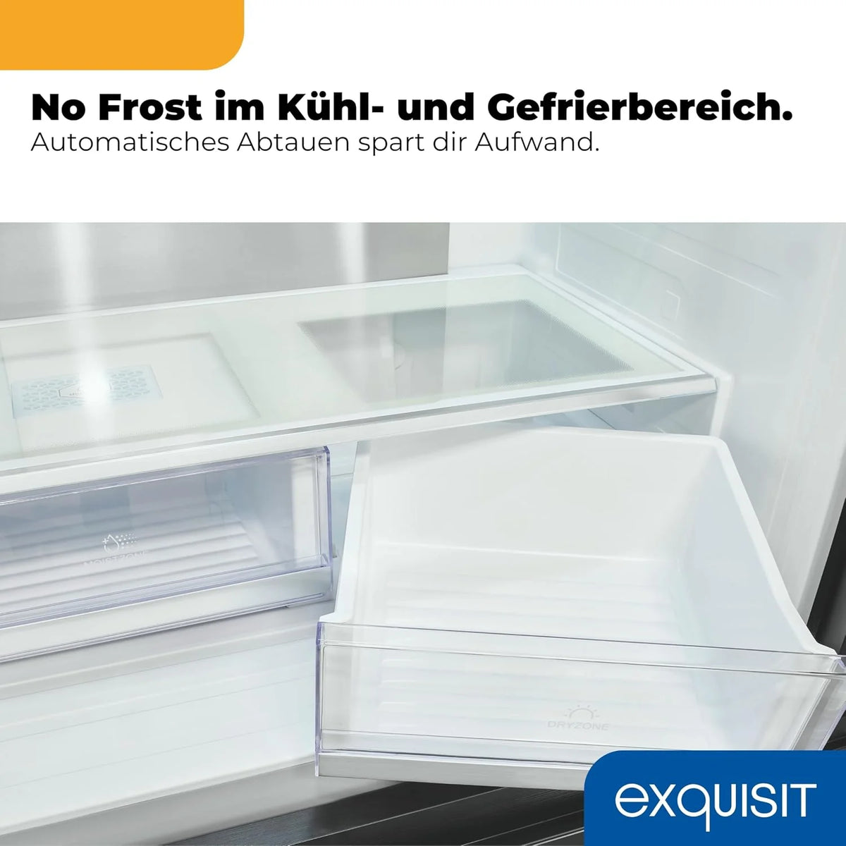 Exquisit Frenchdoor Kühl-Gefrierkombination | 506 l Nutzinhalt. Energieklasse E. 41 dB. No Frost Kühlen & Gefrieren. Schnellgefrieren. Wasserspender.