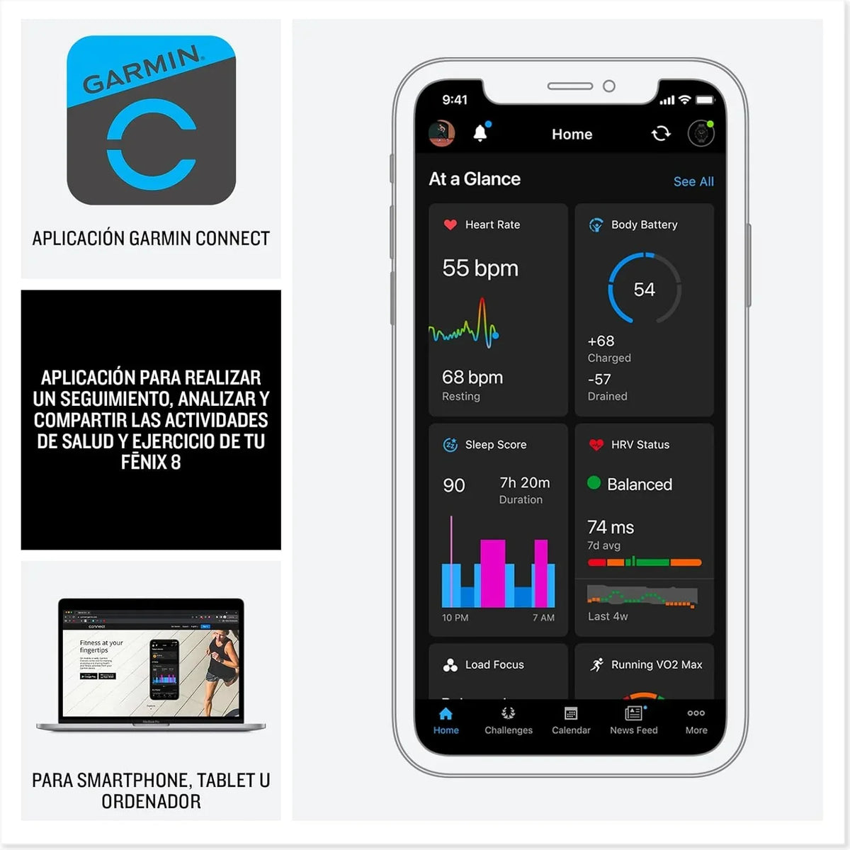 Garmin fēnix 8-51mm - Reloj de Alto Rendimiento GPS Multideporte con Pantalla táctil AMOLED. Linterna LED. Altavoz y micrófono Integrados. Mapas y