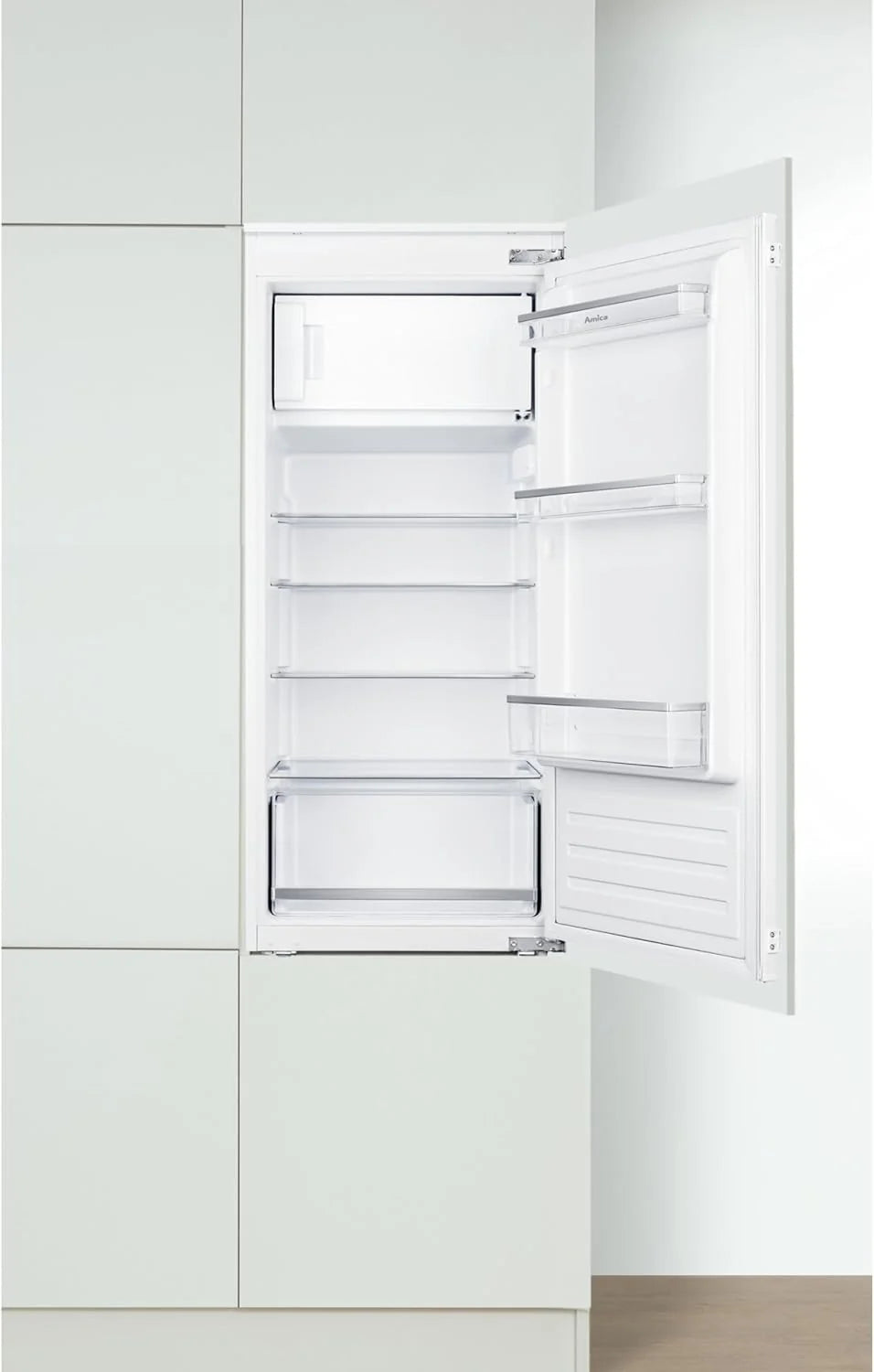 Amica Einbau Kühlschrank mit Gefrierfach 122 cm Nische Schlepptür Technik Inverter Motor elektronische Steuerung LED Beleuchtung Tür Offen Alarm